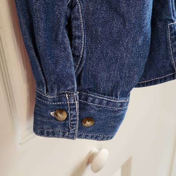 Cabin Creek Womens Denim Button Front Shirt Size PL Embroidered Farm Pumpkin - Picture 3 of 11